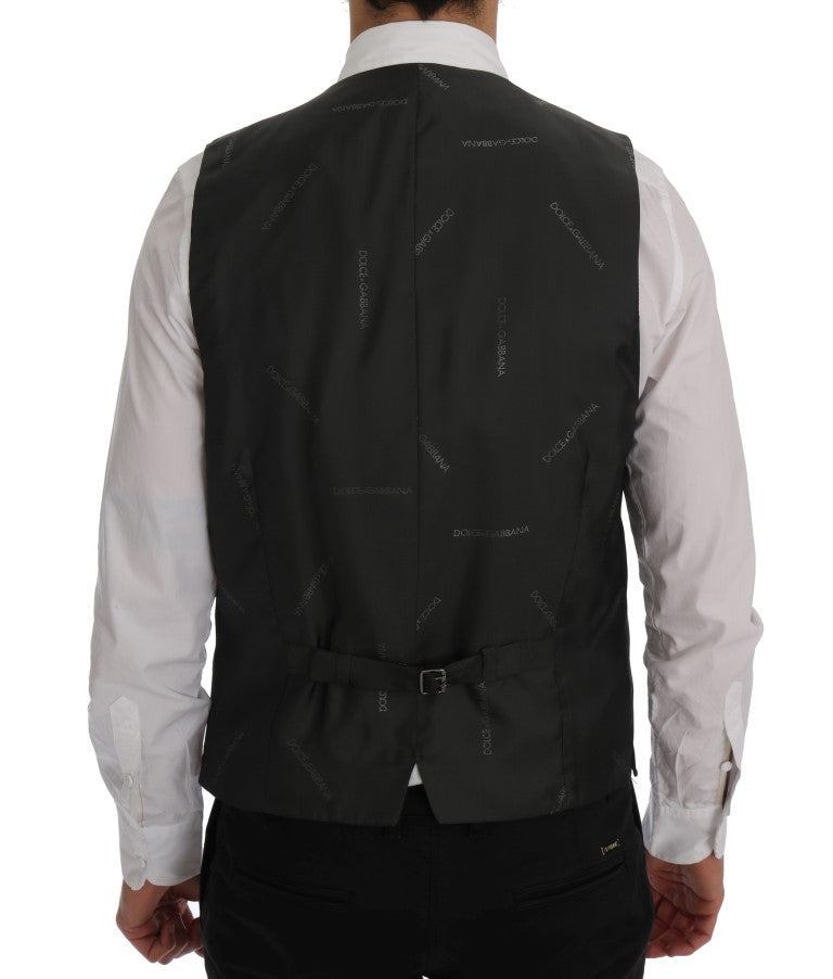 Dolce &amp; Gabbana Élégant gilet à simple boutonnage à rayures grises