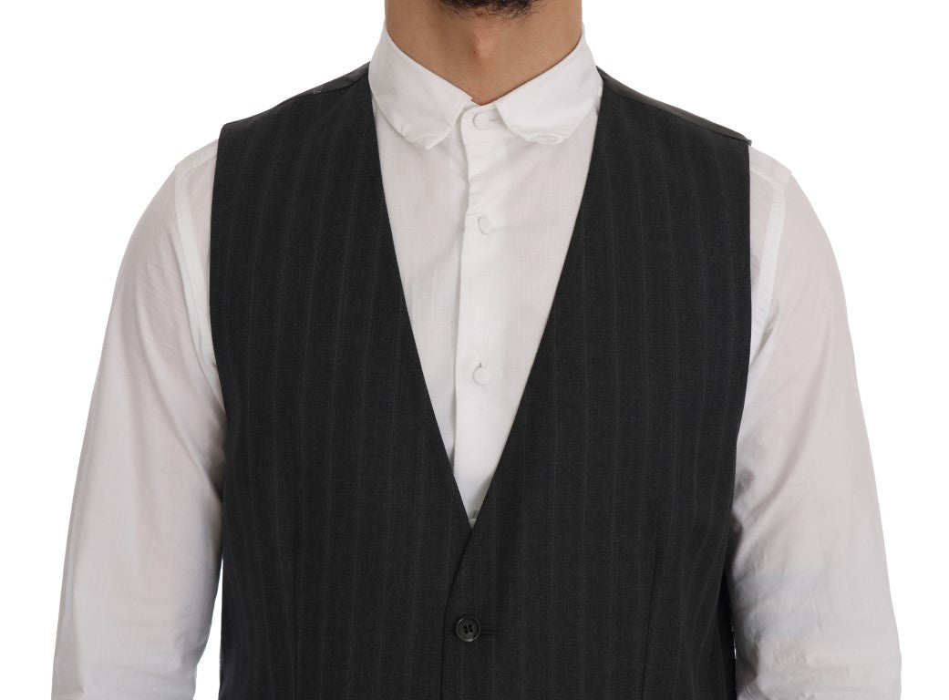 Dolce &amp; Gabbana Élégant gilet à simple boutonnage à rayures grises