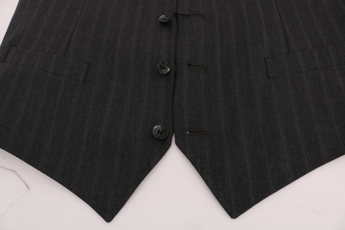 Dolce &amp; Gabbana Élégant gilet à simple boutonnage à rayures grises