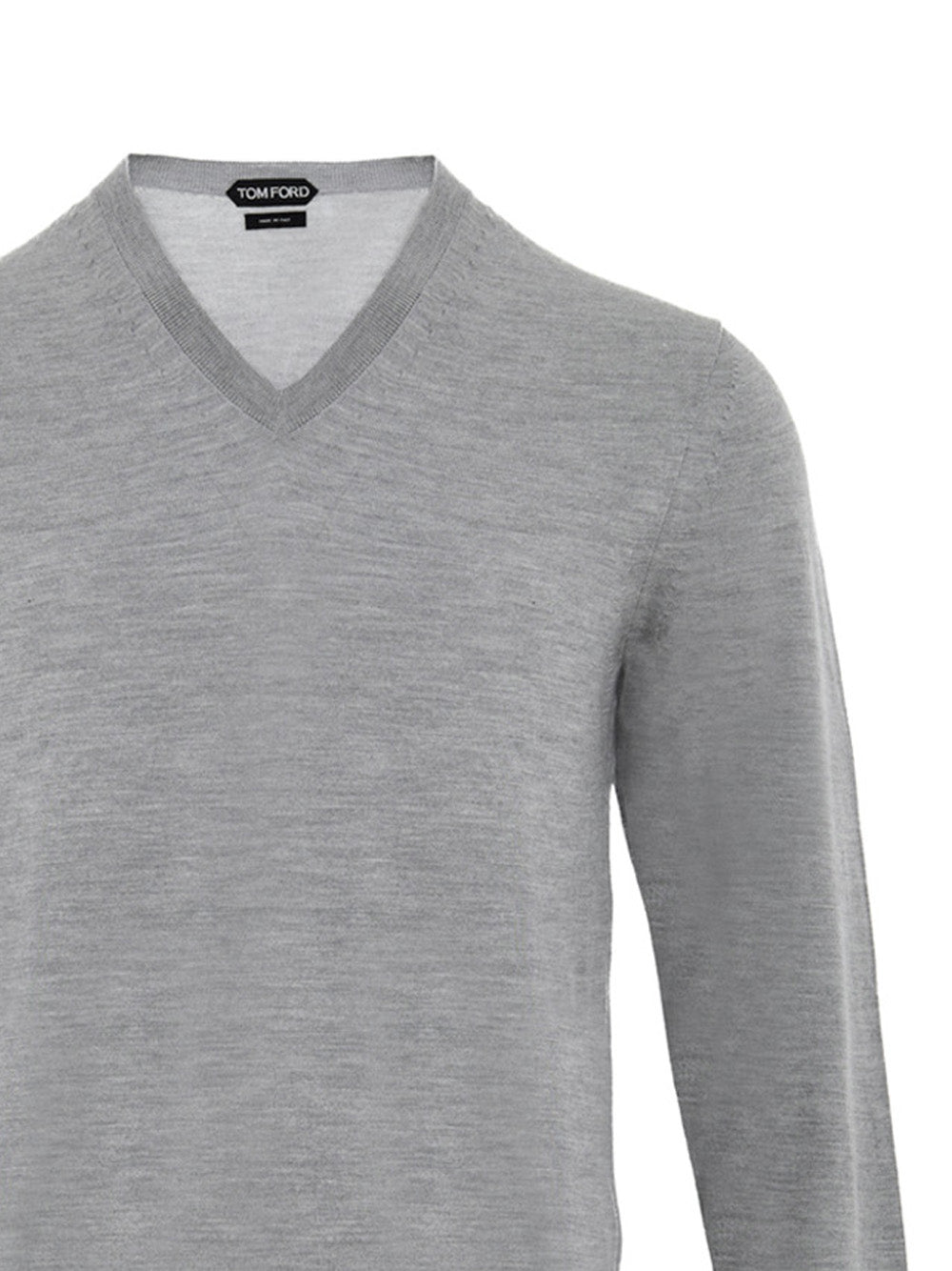 Tom Ford Grey Cashmere and Silk V-Neck Sweater