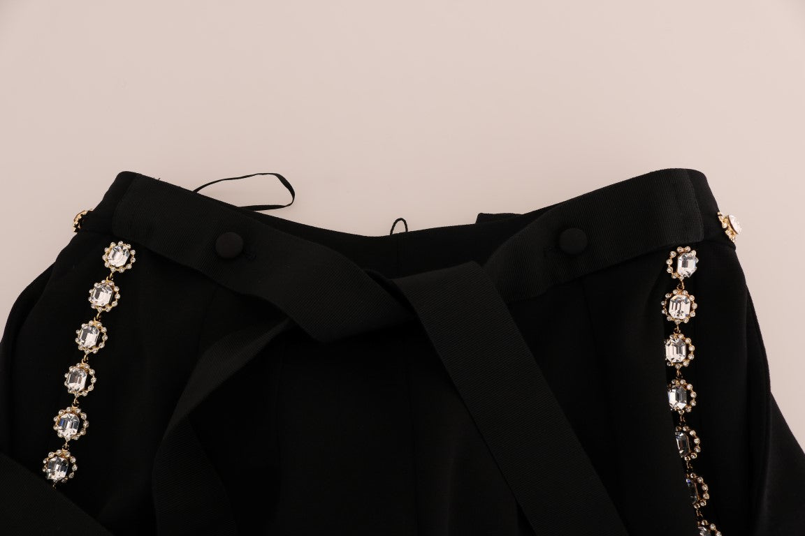 Dolce &amp; Gabbana Elegante Knöchelhose mit hoher Taille und goldenen Details