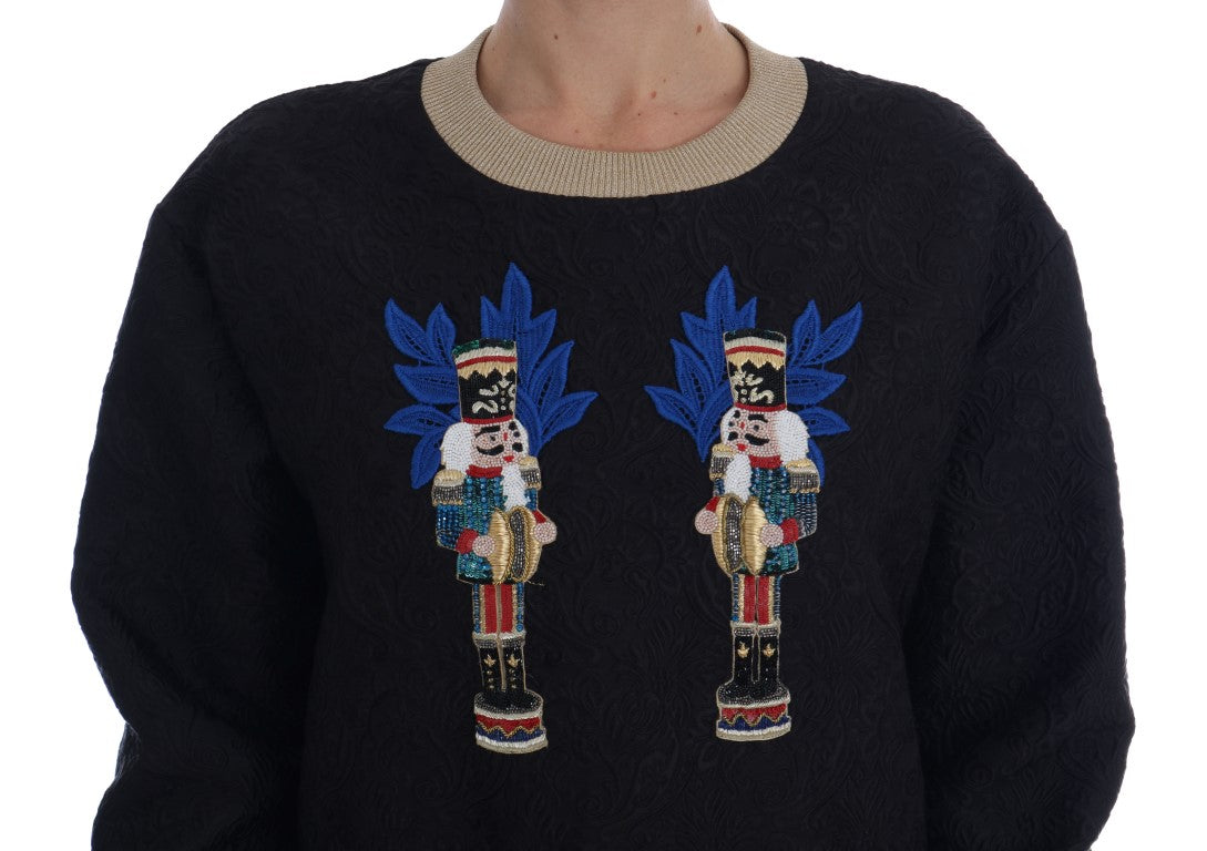 Dolce &amp; Gabbana – Verzauberter schwarzer Brokatpullover mit Pailletten