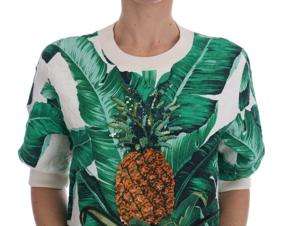 Dolce &amp; Gabbana Pullover mit tropischen Pailletten – Lush Greenery Edition