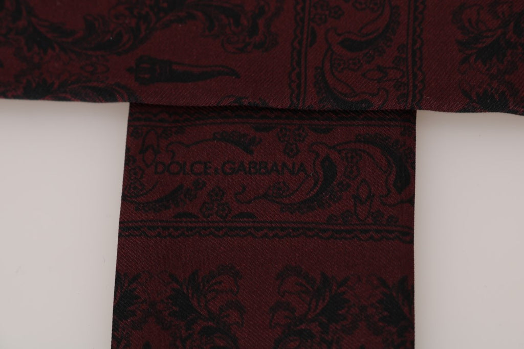 Dolce &amp; Gabbana Seidenschal mit Bordeaux-Krone-Chili-Print für Herren