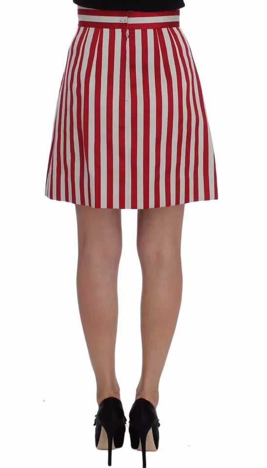 Jupe au-dessus du genou à rayures rouges argentées Dolce &amp; Gabbana