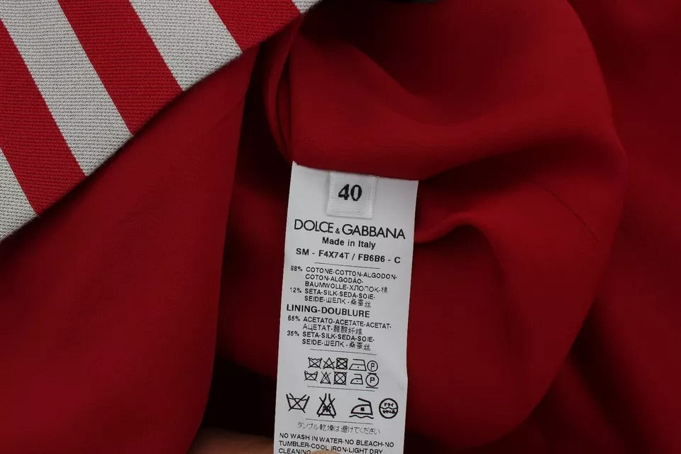 Jupe au-dessus du genou à rayures rouges argentées Dolce &amp; Gabbana