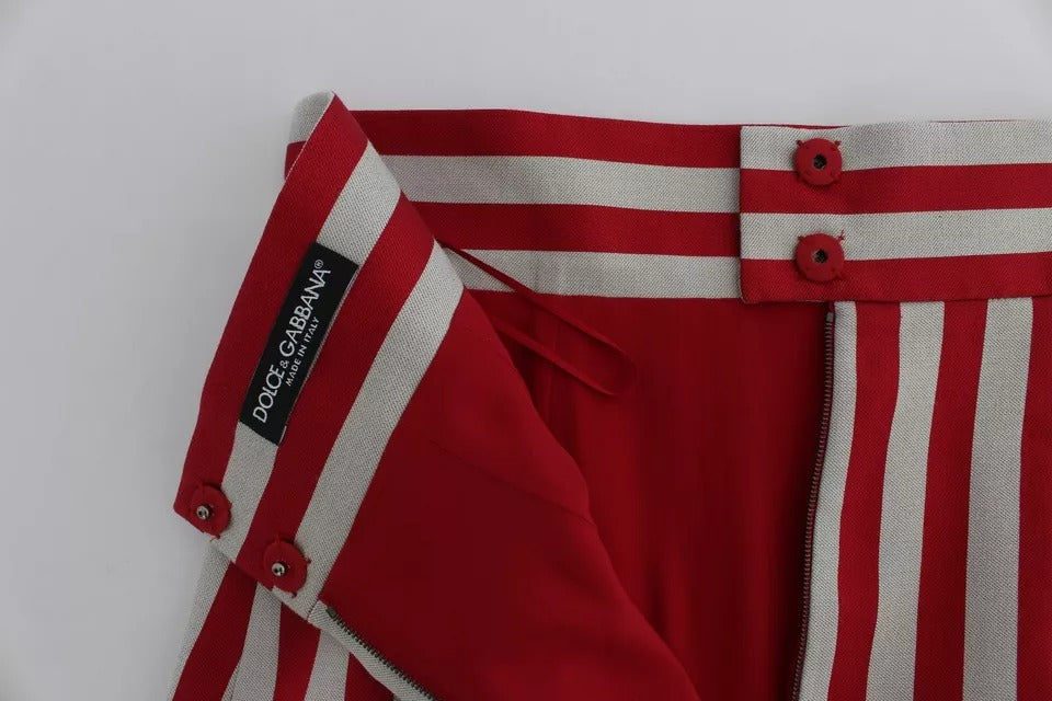Jupe au-dessus du genou à rayures rouges argentées Dolce &amp; Gabbana