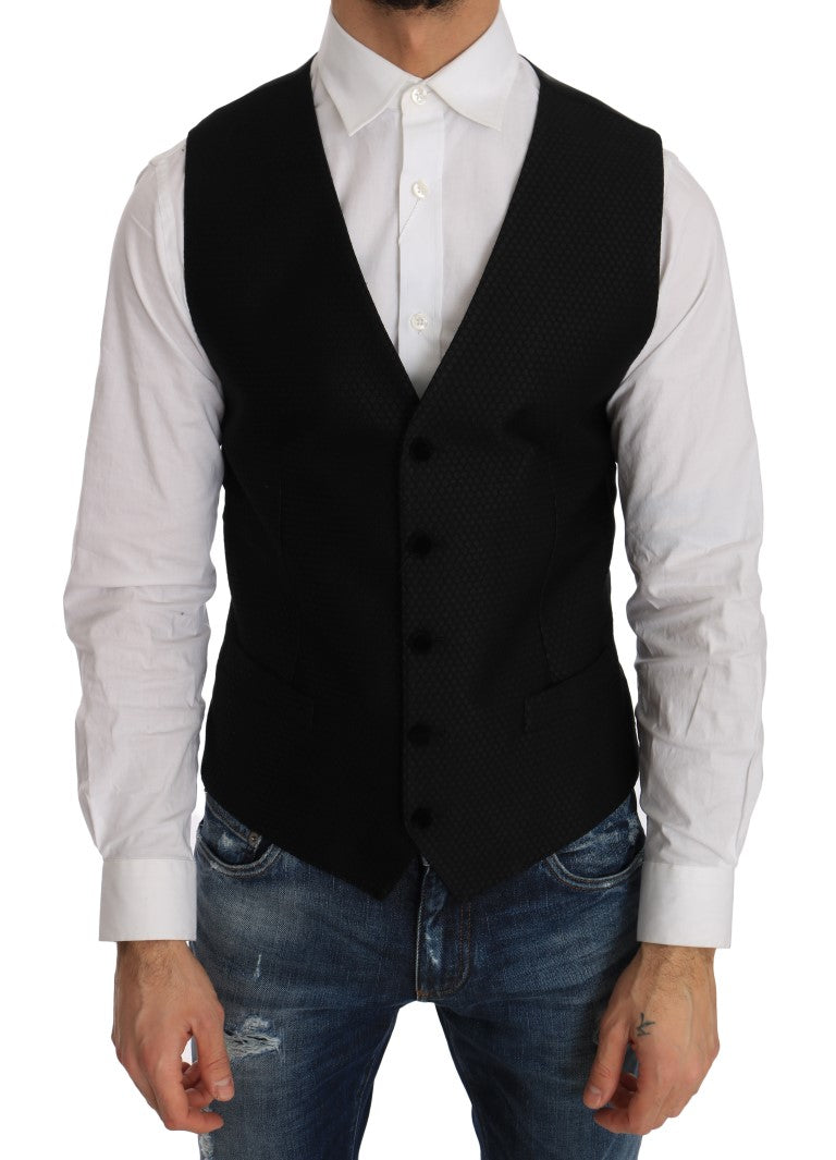 Dolce &amp; Gabbana - Robe gilet noire élégante à pois
