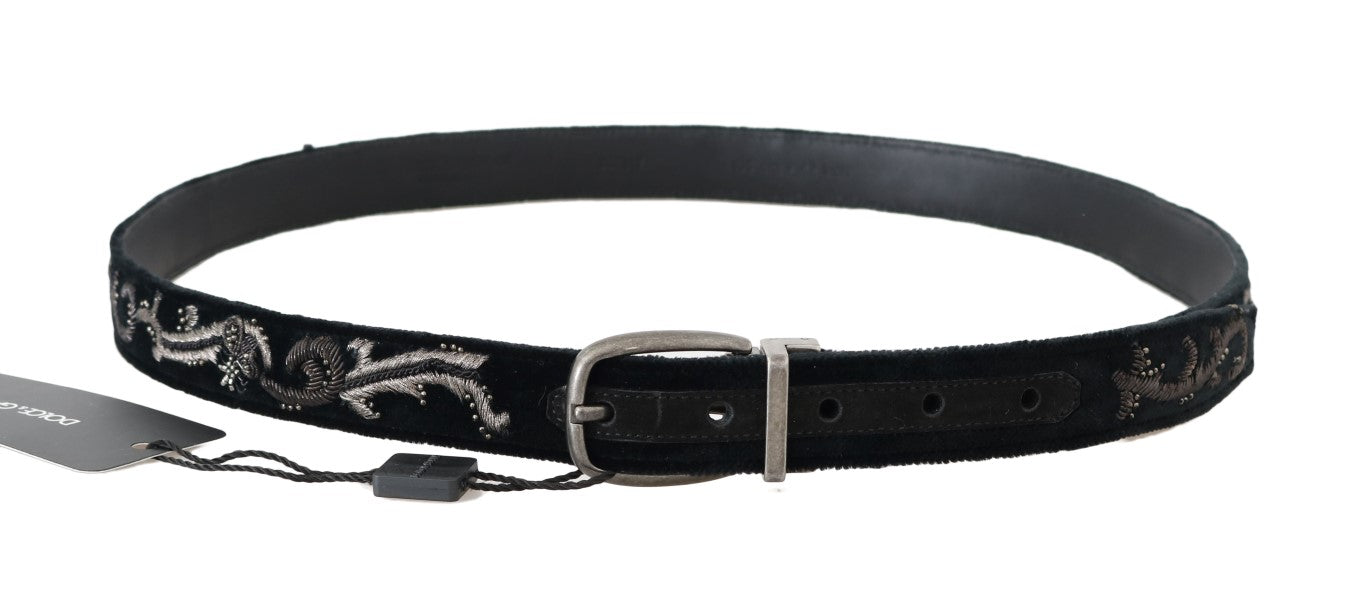 Ceinture élégante en coton et cuir noir pour homme Dolce &amp; Gabbana