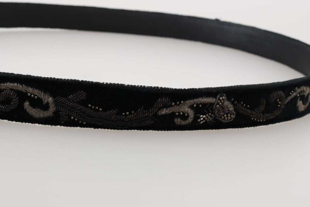 Ceinture élégante en coton et cuir noir pour homme Dolce &amp; Gabbana