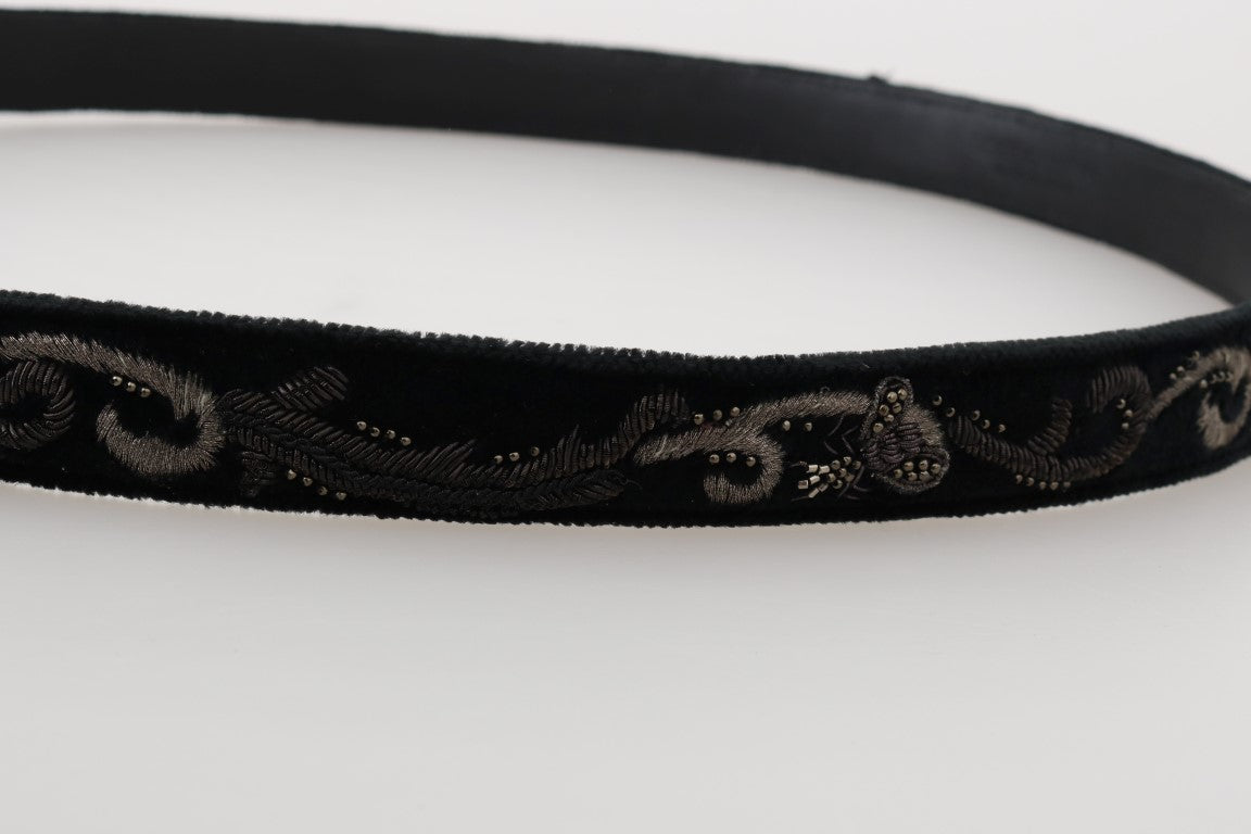 Ceinture élégante en coton et cuir noir pour homme Dolce &amp; Gabbana