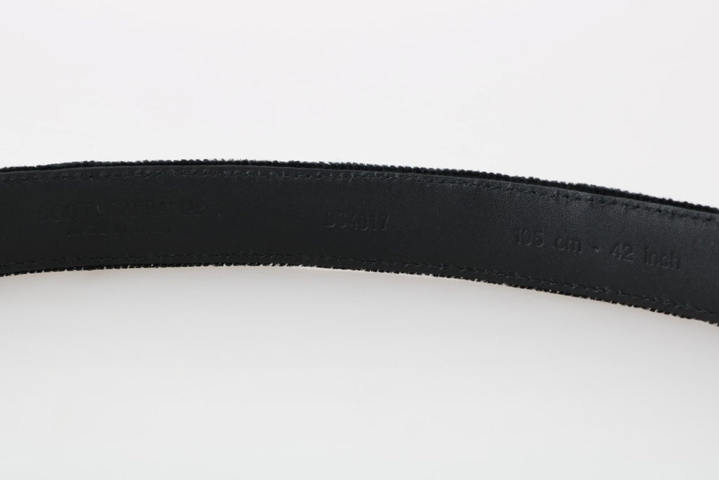 Ceinture élégante en coton et cuir noir pour homme Dolce &amp; Gabbana
