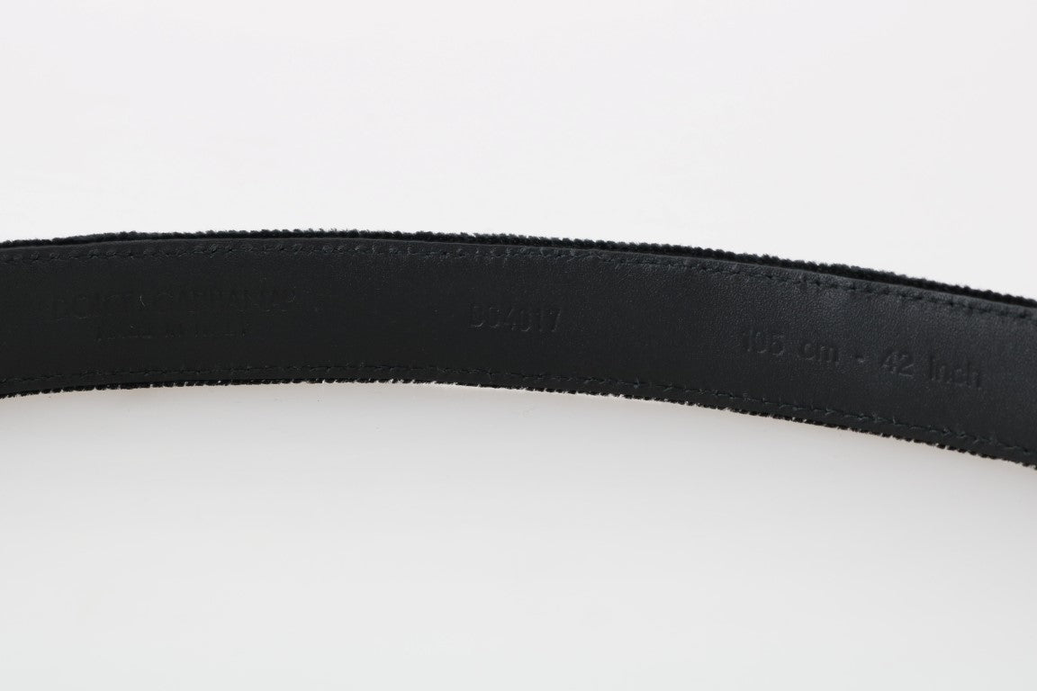Ceinture élégante en coton et cuir noir pour homme Dolce &amp; Gabbana