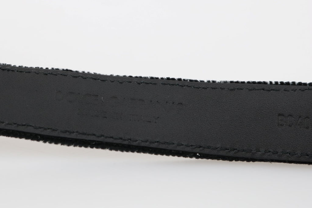 Ceinture élégante en coton et cuir noir pour homme Dolce &amp; Gabbana