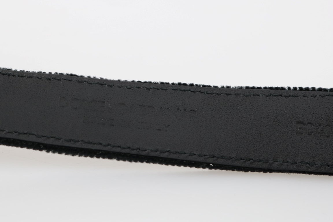 Ceinture élégante en coton et cuir noir pour homme Dolce &amp; Gabbana