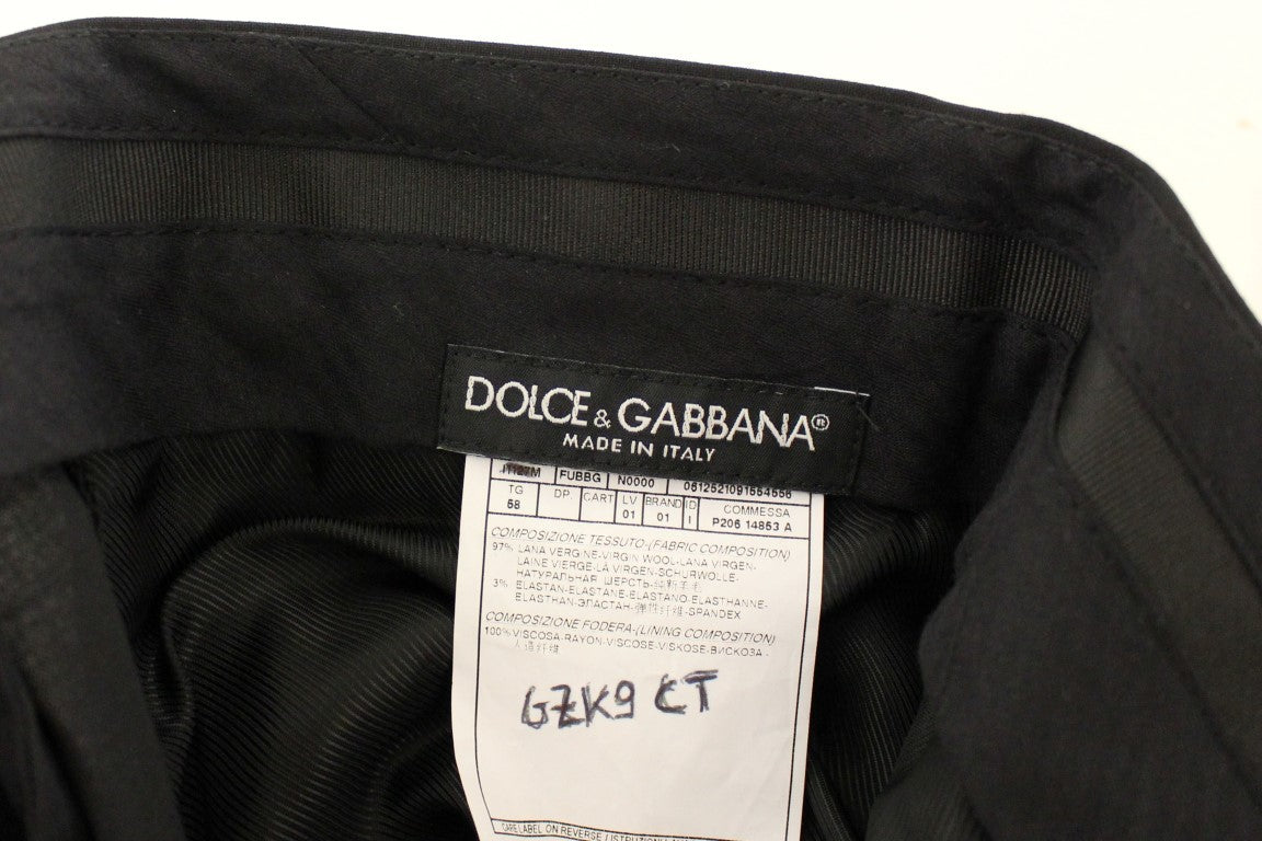 Dolce &amp; Gabbana Elegante plissierte schwarze Wollhose