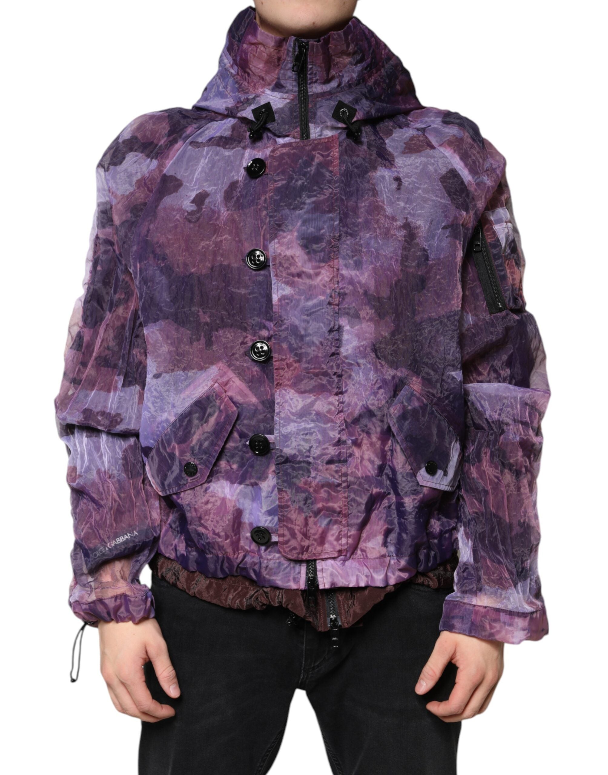 Dolce &amp; Gabbana Lila Camouflage Kapuzen-Blousonjacke für Herren