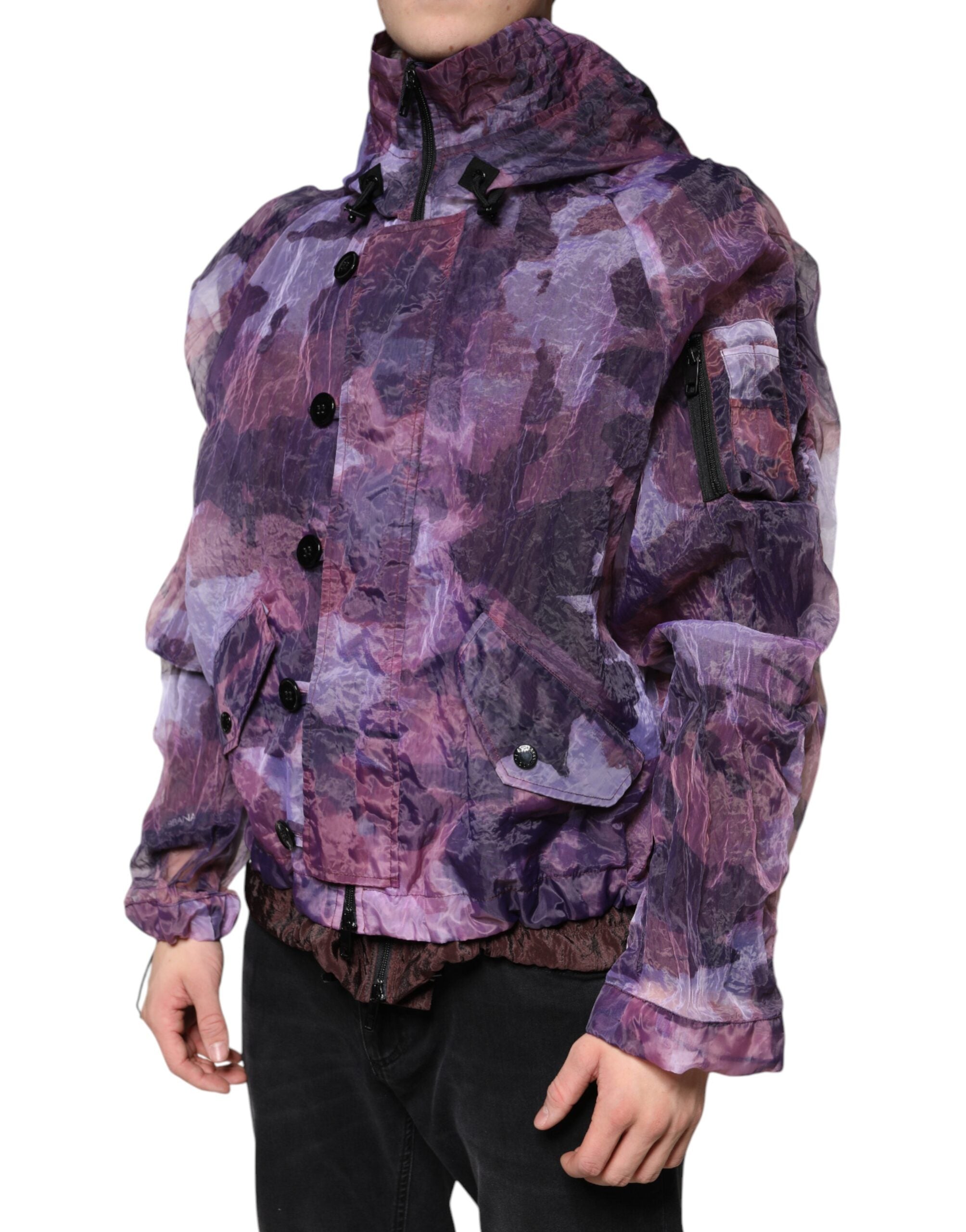 Dolce &amp; Gabbana Lila Camouflage Kapuzen-Blousonjacke für Herren