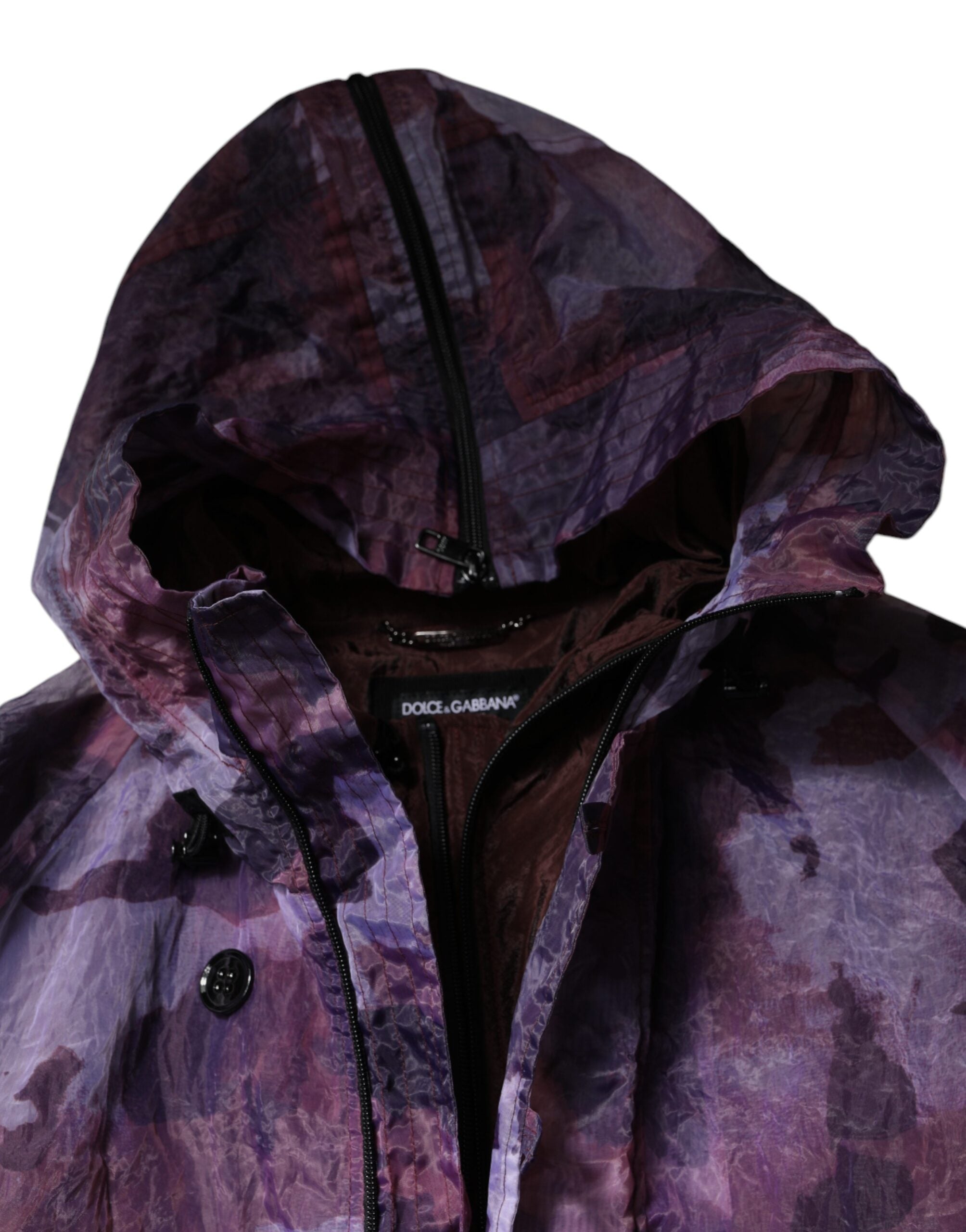 Dolce &amp; Gabbana Lila Camouflage Kapuzen-Blousonjacke für Herren