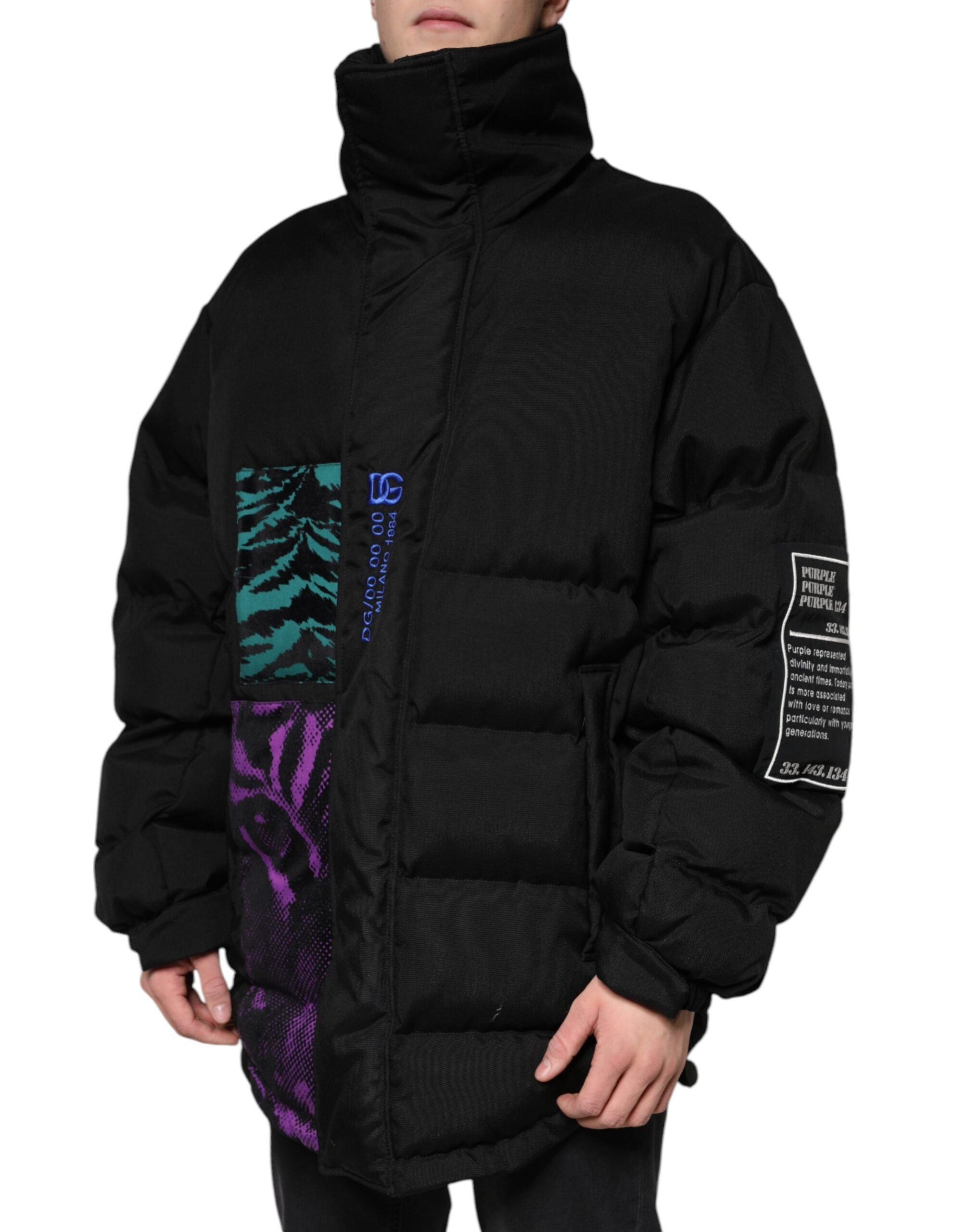 Dolce &amp; Gabbana – Schwarze Pufferjacke aus Nylon für Herren mit durchgehendem Reißverschluss