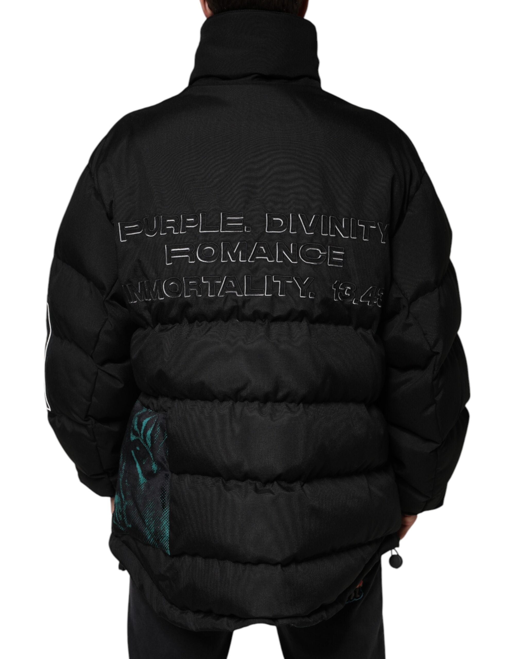 Dolce &amp; Gabbana – Schwarze Pufferjacke aus Nylon für Herren mit durchgehendem Reißverschluss