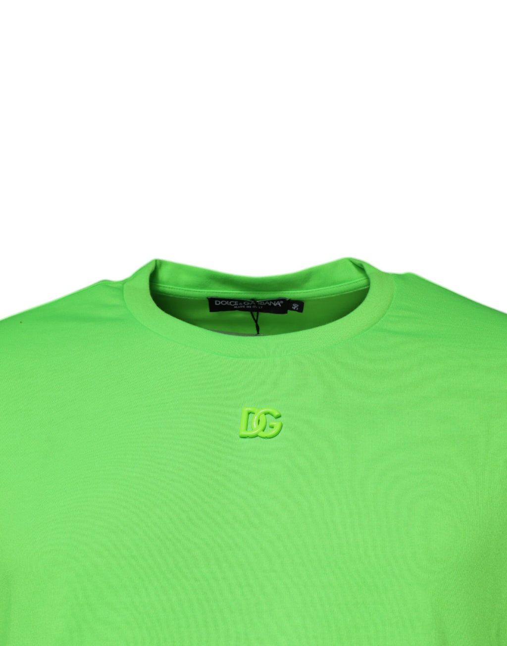 T-shirt ras du cou en coton vert Dolce &amp; Gabbana avec logo DG
