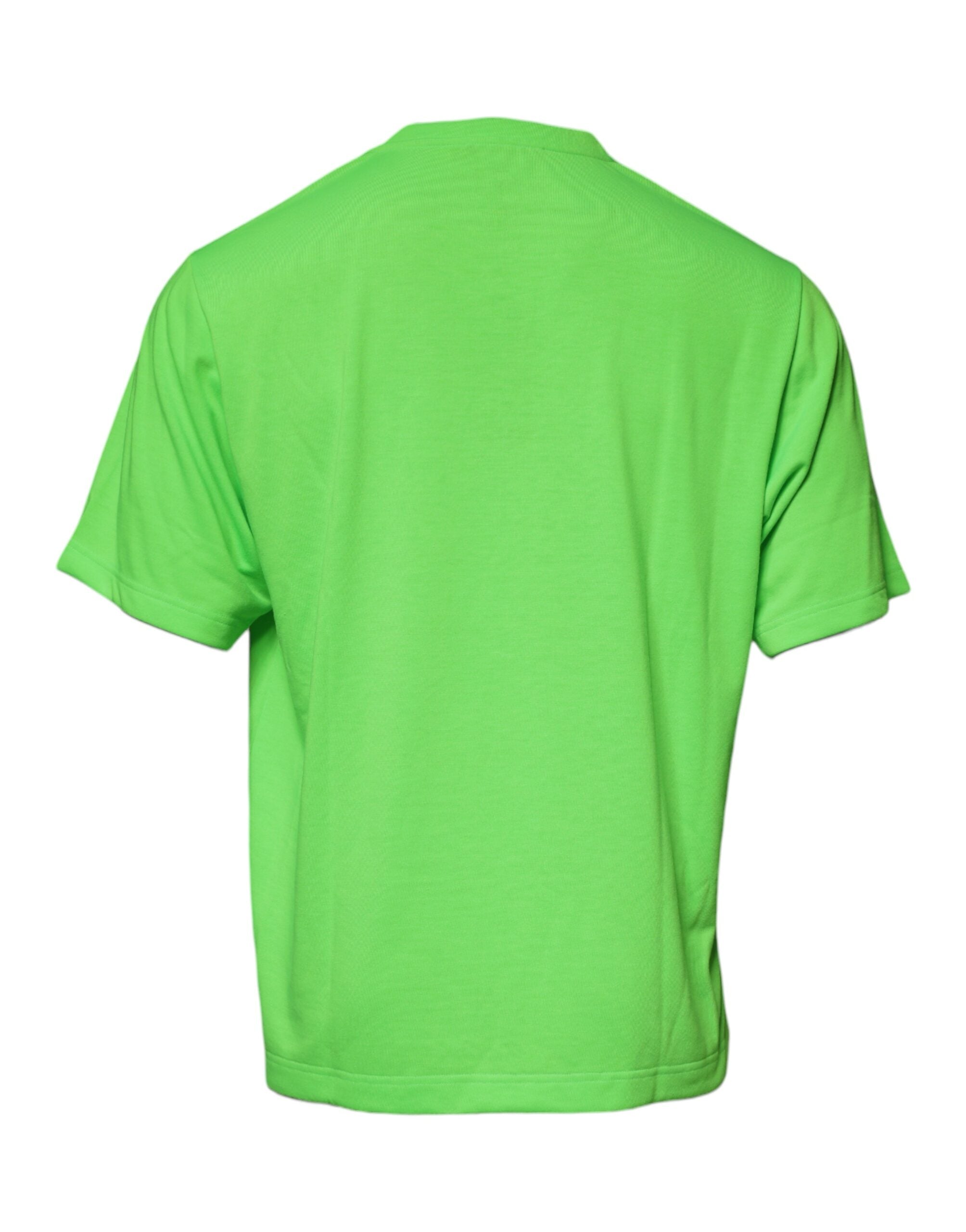 Dolce &amp; Gabbana Grünes T-Shirt aus Baumwolle mit Rundhalsausschnitt und DG-Logo