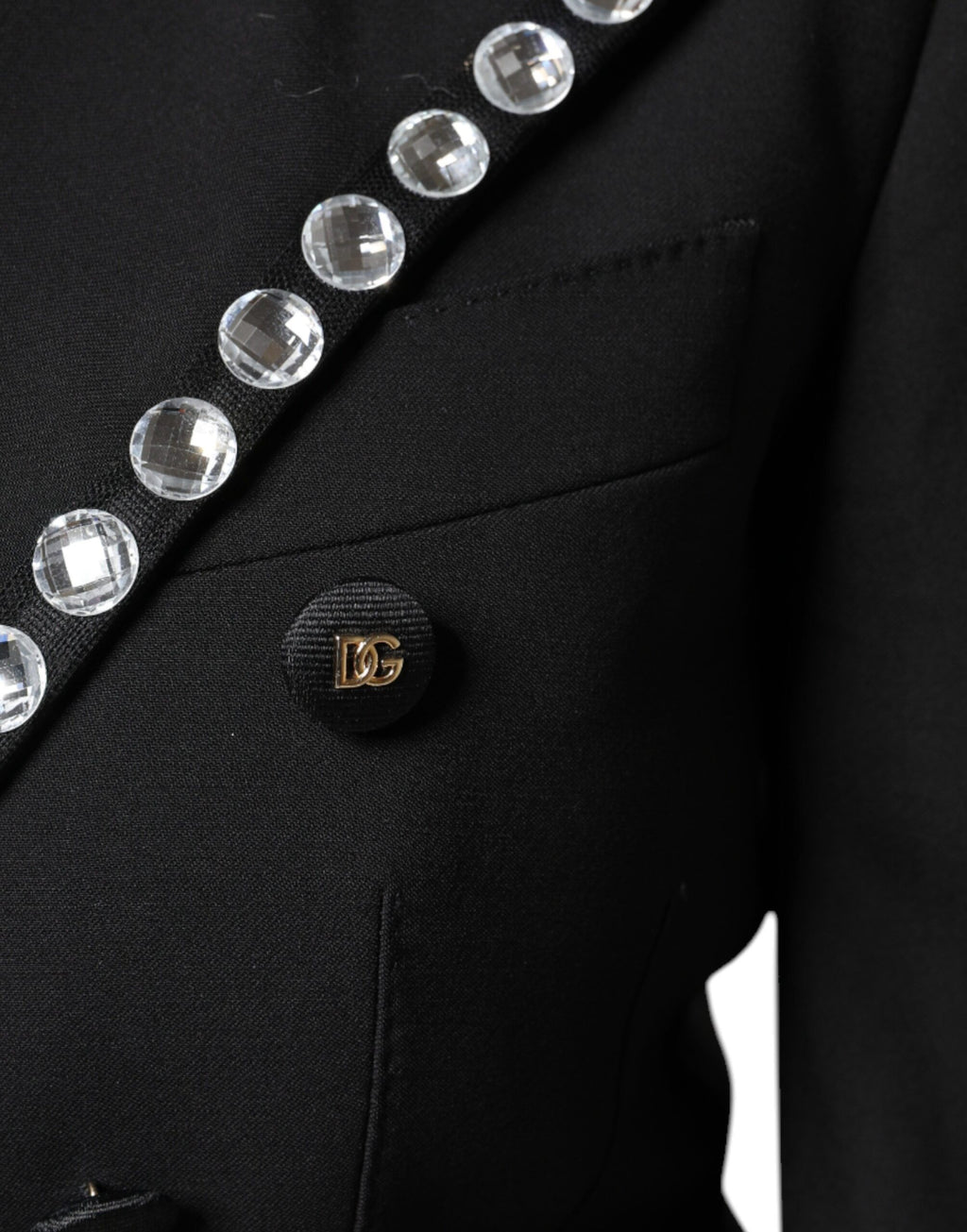 Dolce &amp; Gabbana – Zweireihige Blazerjacke mit schwarzem Kristall