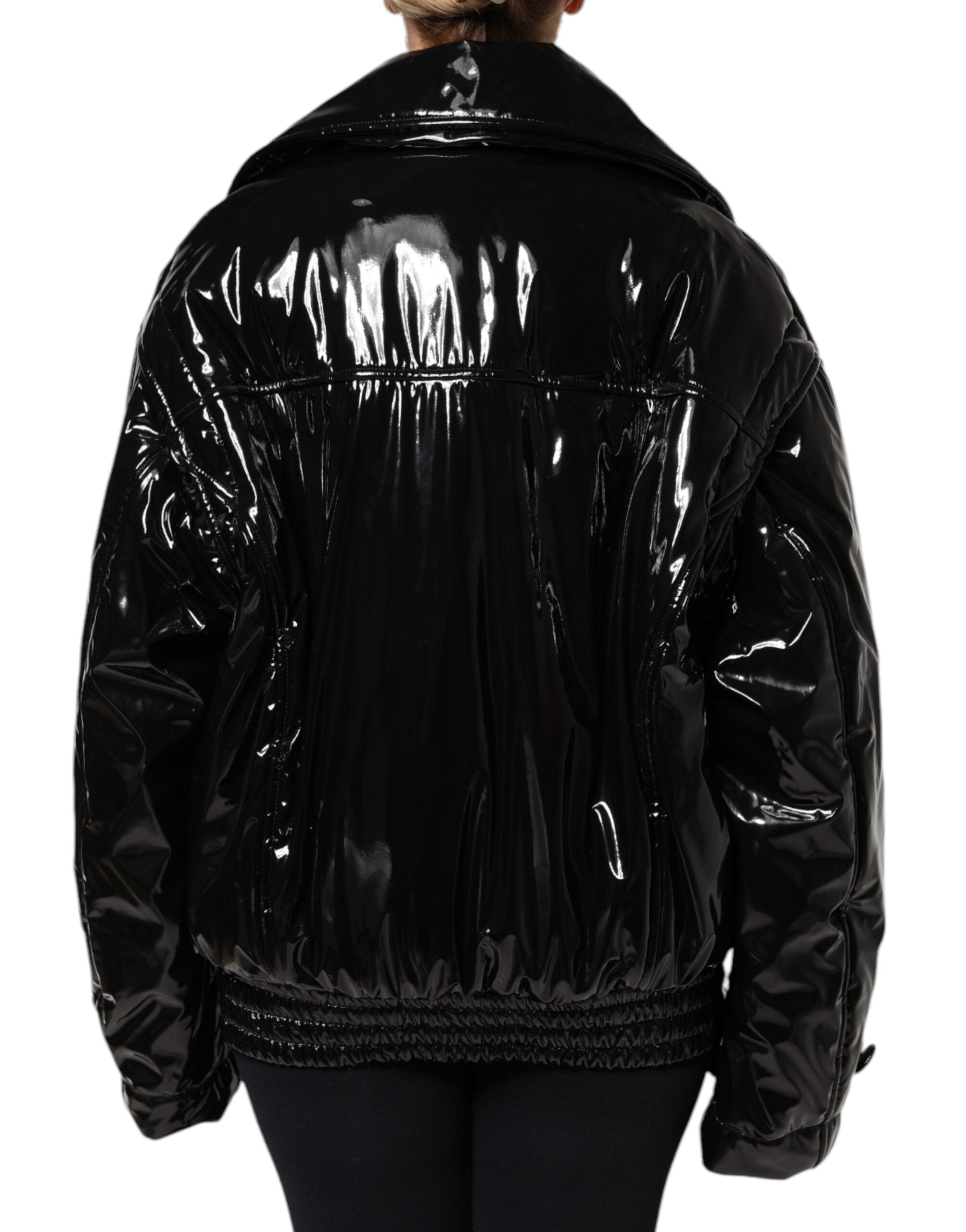 Dolce &amp; Gabbana – Schwarze Blousonjacke aus Polyester mit Knopfleiste