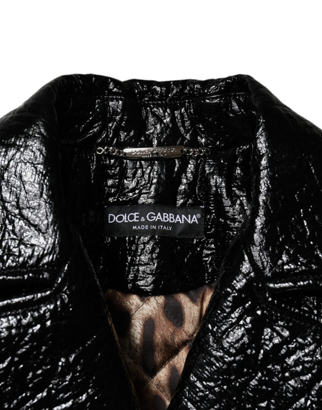 Dolce &amp; Gabbana – Kurze, langärmlige Manteljacke aus schwarzem Leder