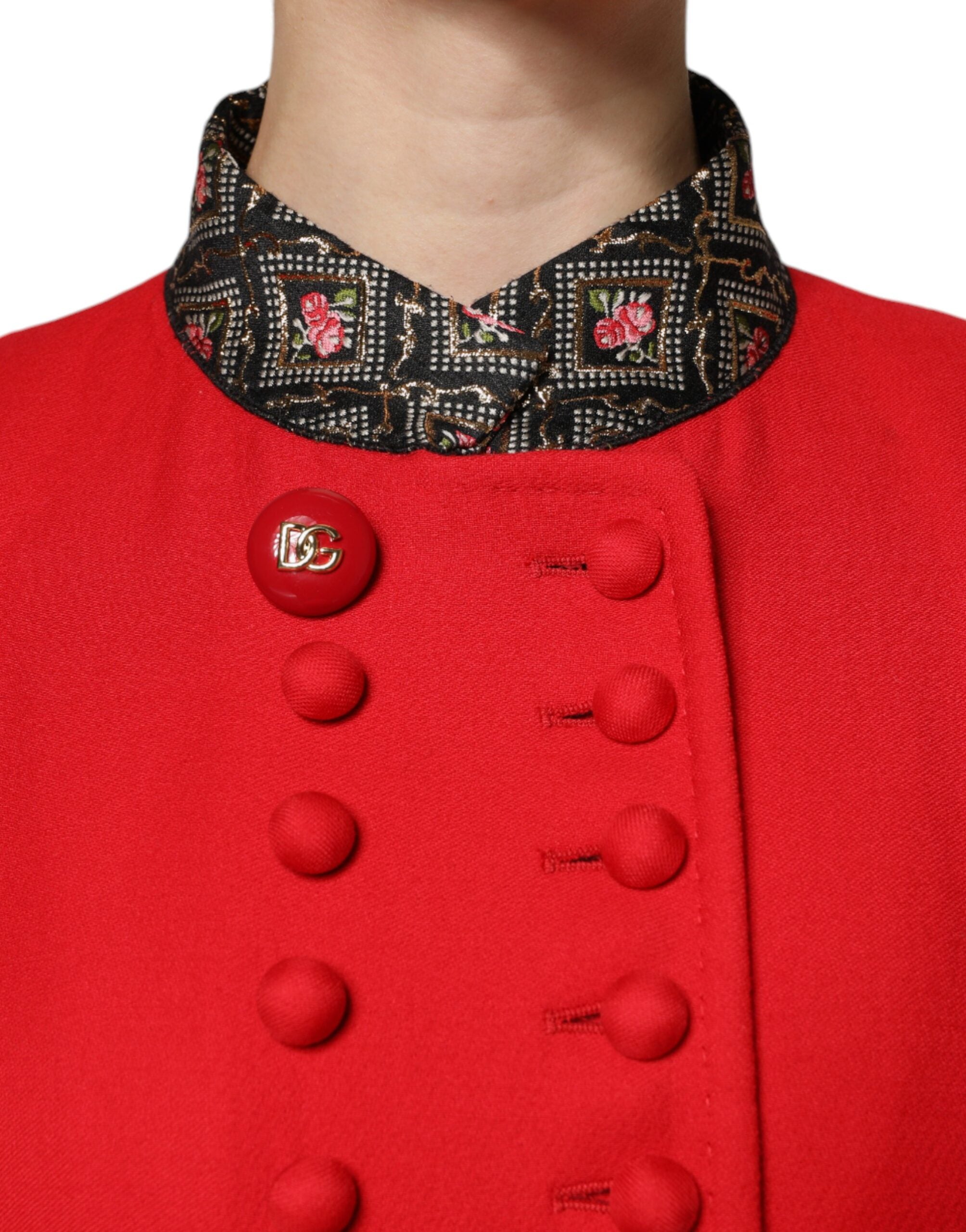 Trench-coat Dolce &amp; Gabbana en laine jacquard rouge pour femme