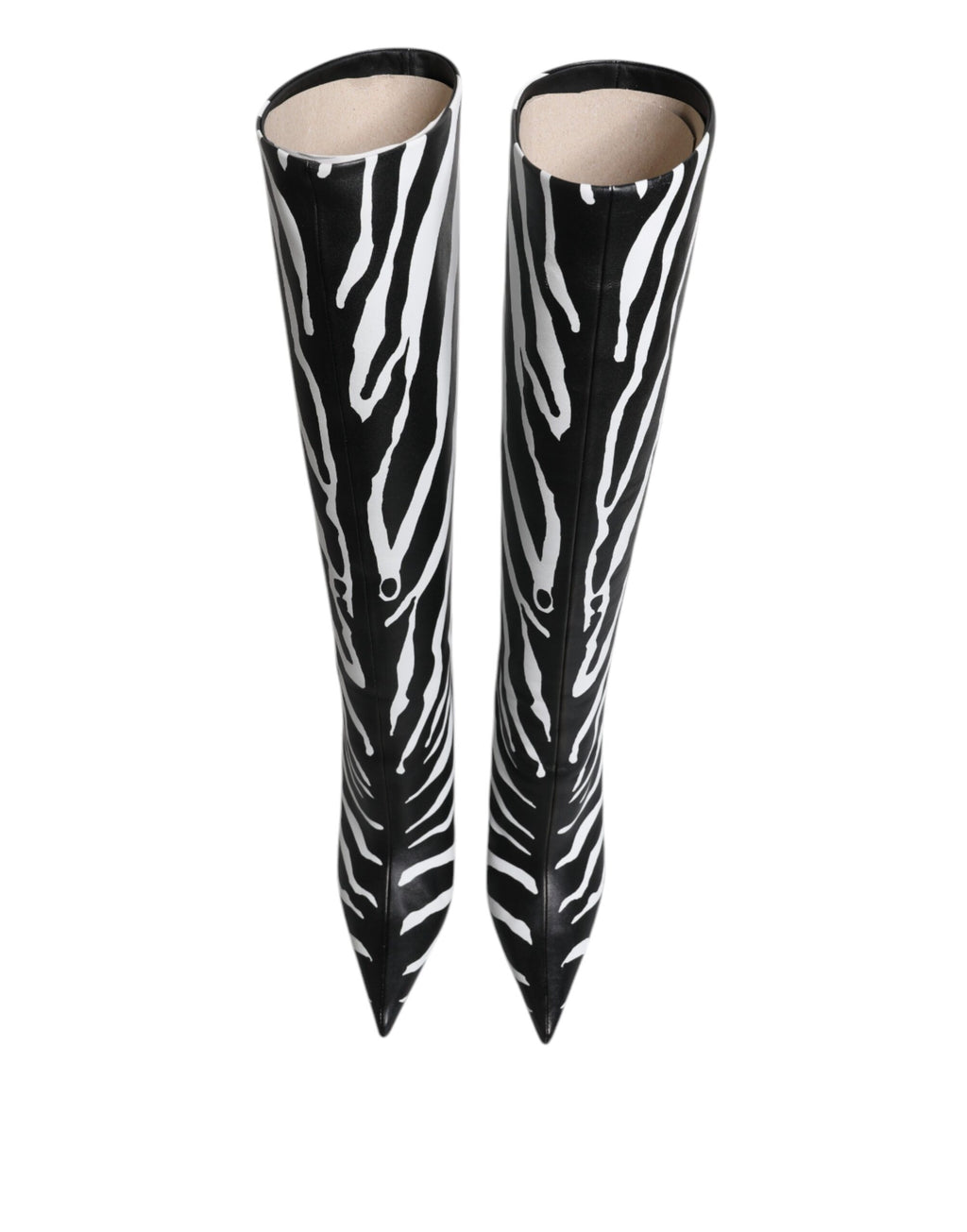 Bottes hautes à talons zébrés noires et blanches Dolce &amp; Gabbana