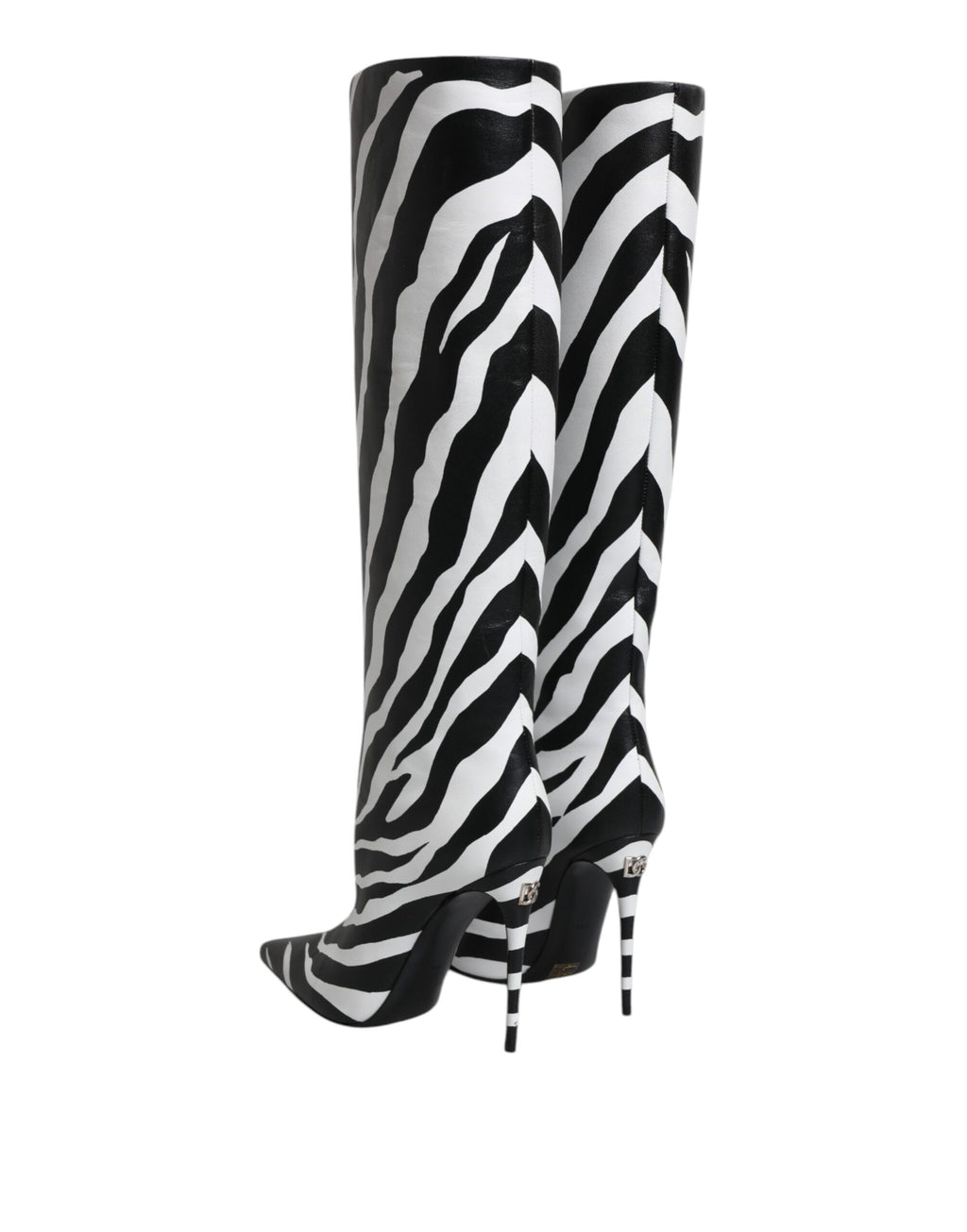 Bottes hautes à talons zébrés noires et blanches Dolce &amp; Gabbana