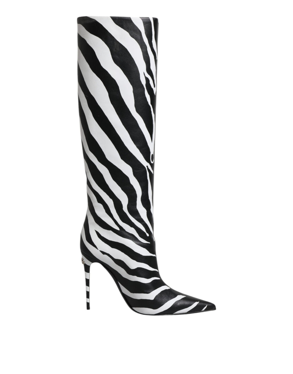 Bottes hautes à talons zébrés noires et blanches Dolce &amp; Gabbana