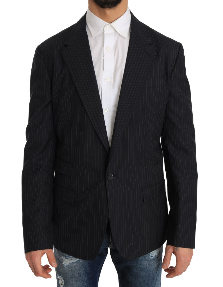 Blazer élégant en laine et soie à rayures coupe slim Dolce &amp; Gabbana