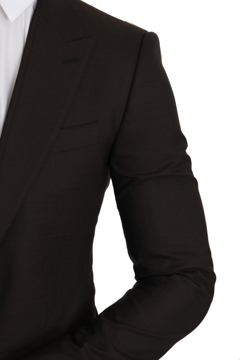Veste blazer slim en laine vierge marron Dolce &amp; Gabbana