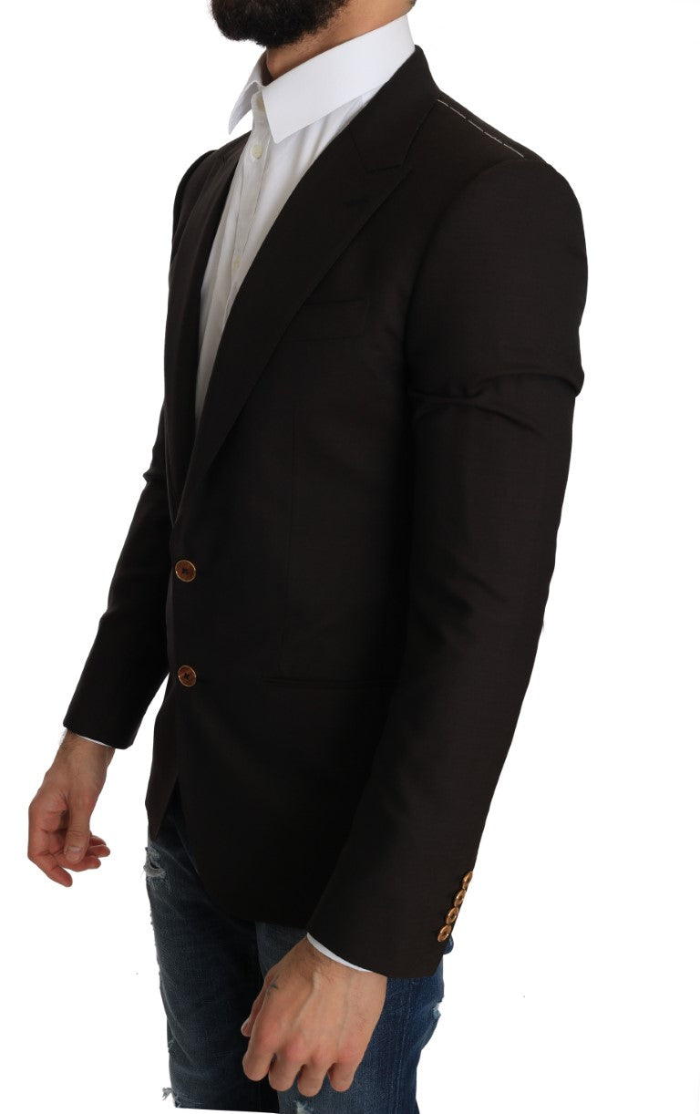 Veste blazer slim en laine vierge marron Dolce &amp; Gabbana