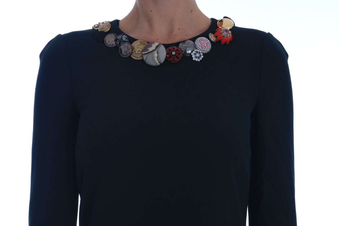 Robe trapèze ornée de cristaux émeraude Dolce &amp; Gabbana