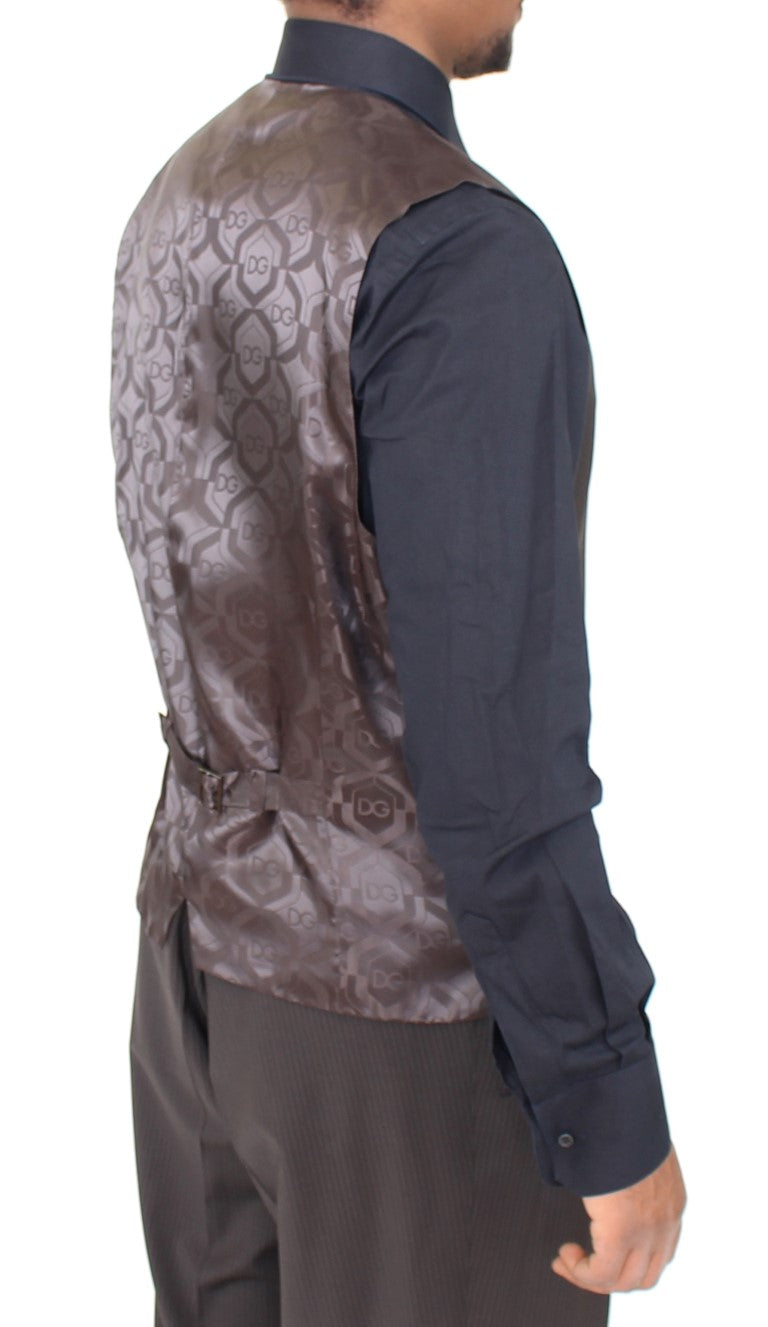 Dolce &amp; Gabbana - Robe-gilet élégante en laine à rayures marron