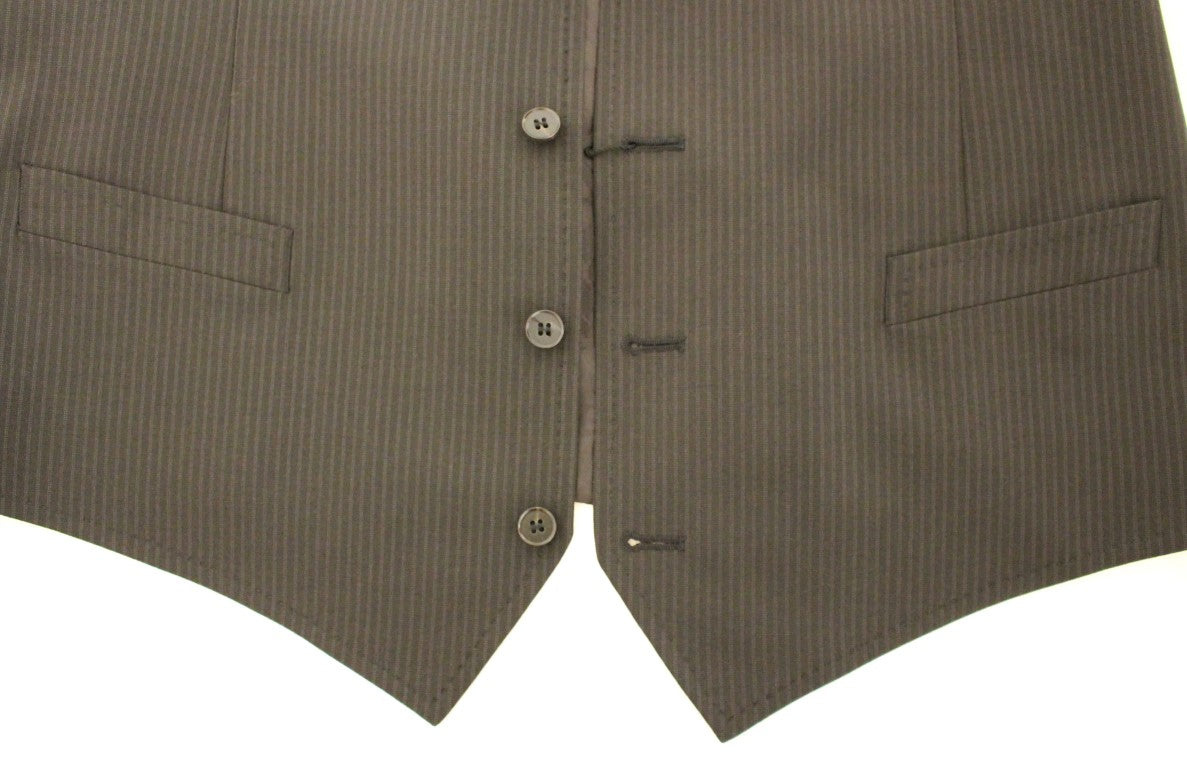 Dolce &amp; Gabbana - Robe-gilet élégante en laine à rayures marron