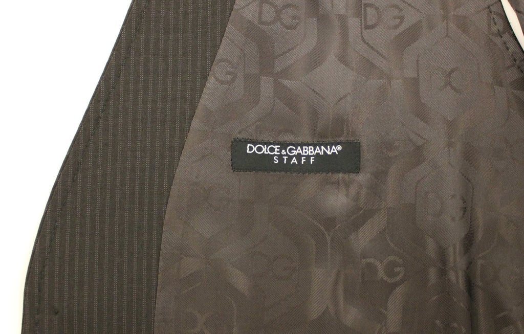 Dolce &amp; Gabbana - Robe-gilet élégante en laine à rayures marron