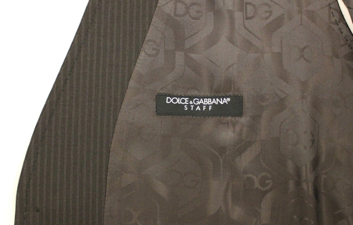 Dolce &amp; Gabbana - Robe-gilet élégante en laine à rayures marron