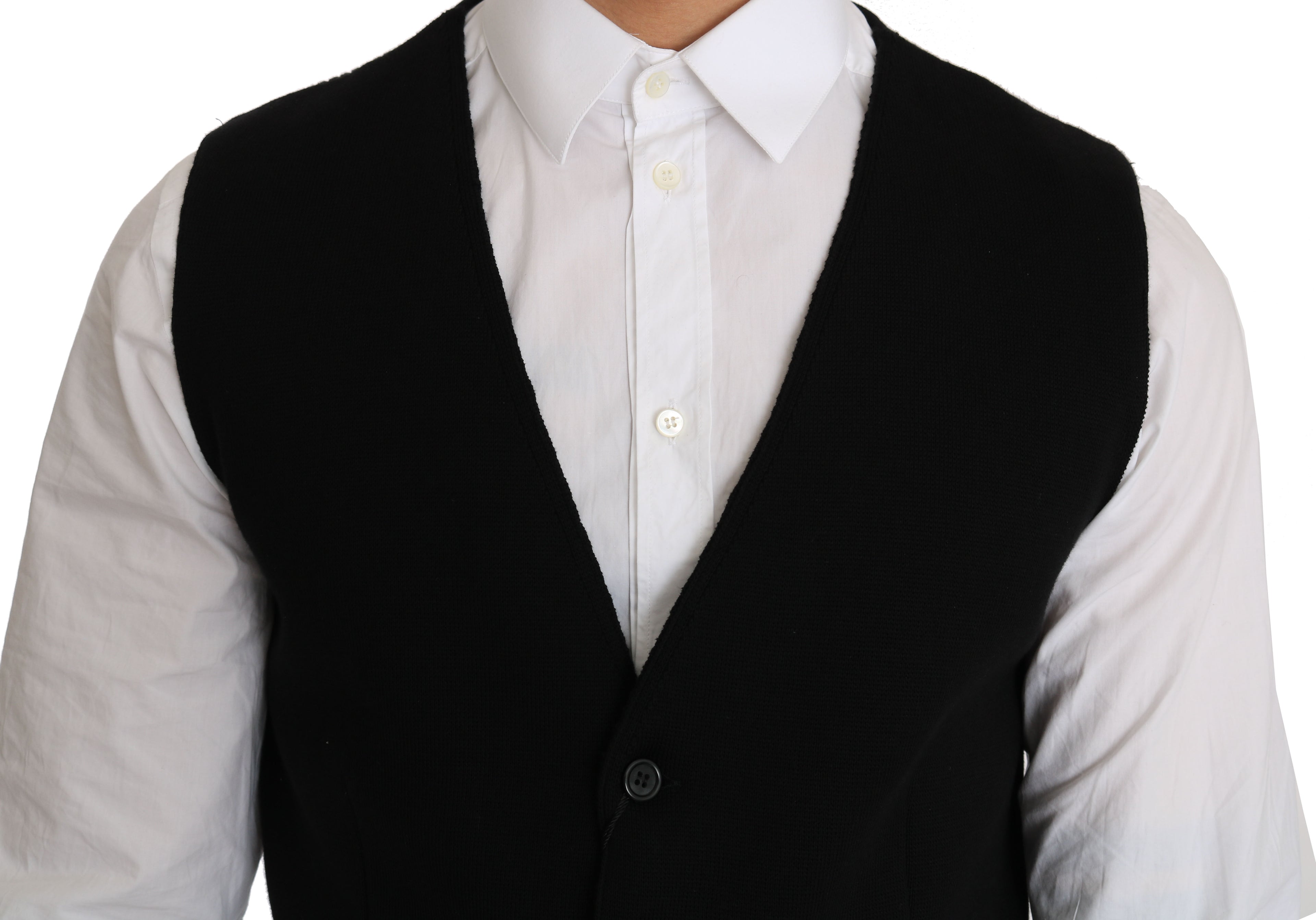 Gilet habillé en coton noir élégant Dolce &amp; Gabbana