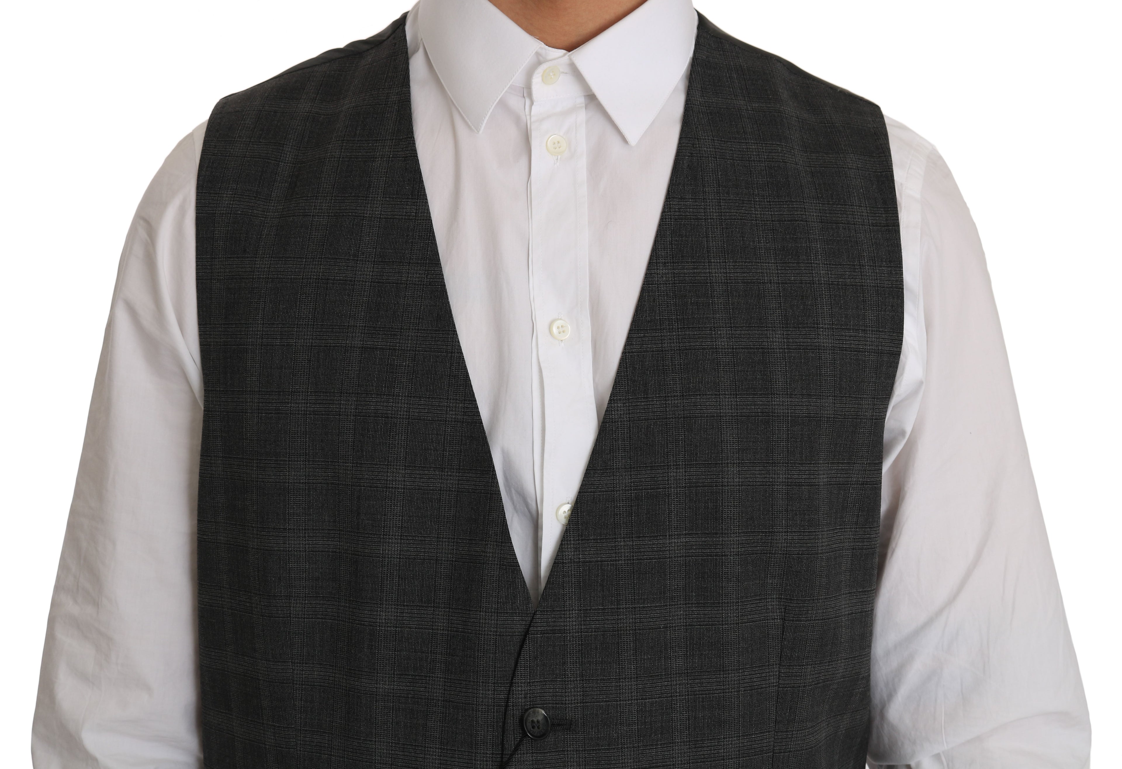Dolce &amp; Gabbana : élégant gilet en laine à carreaux pour l'homme urbain