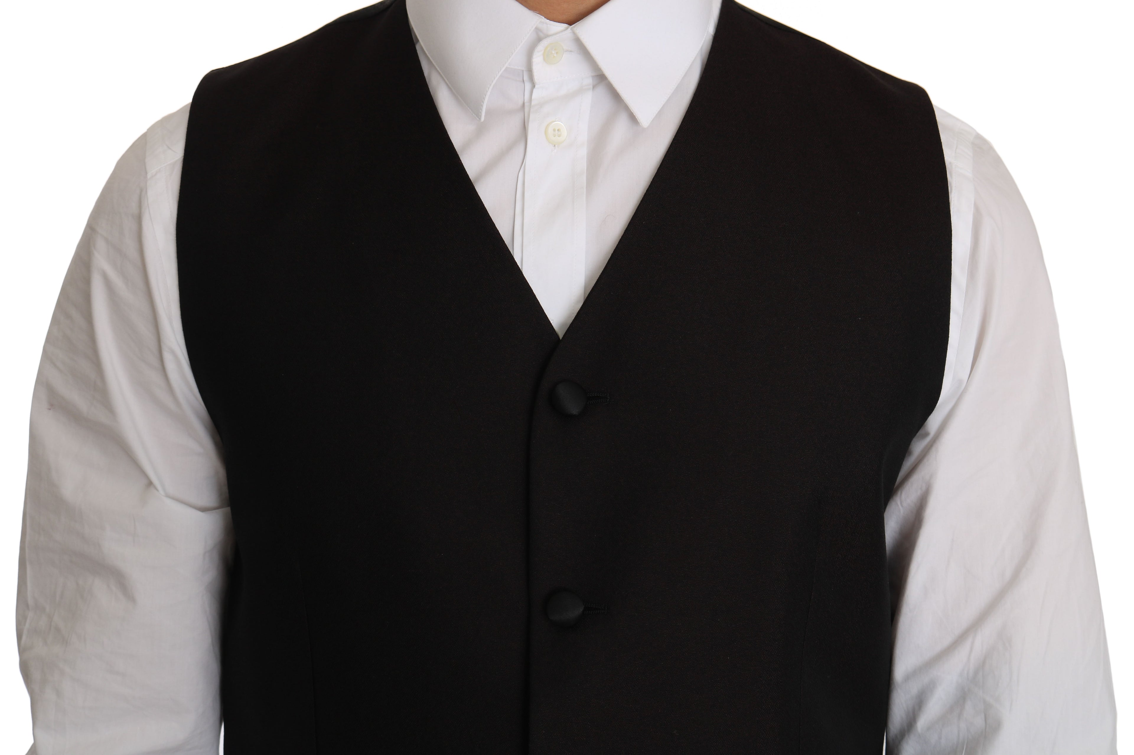 Dolce &amp; Gabbana Élégant gilet formel en soie mélangée noire