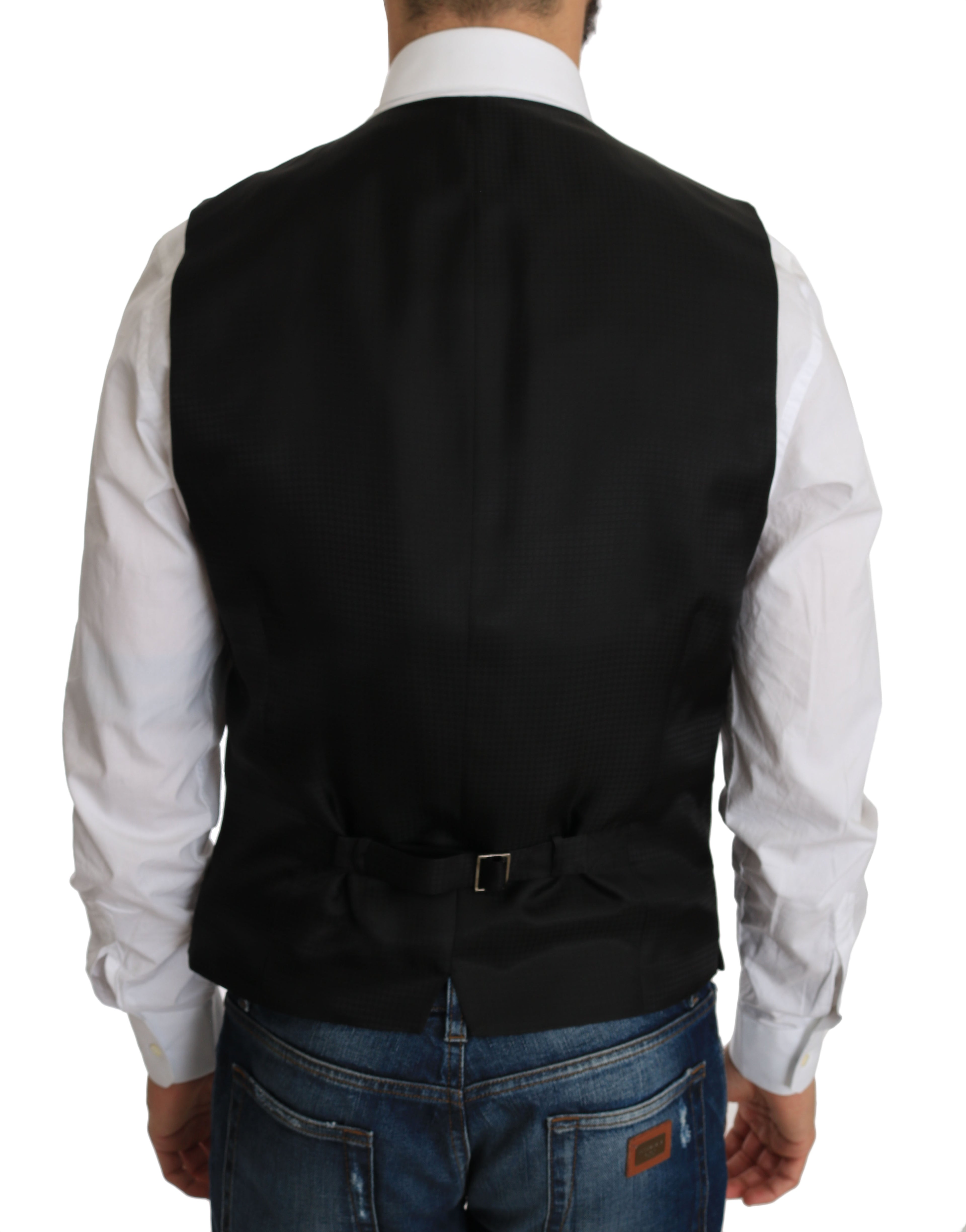 Dolce &amp; Gabbana Élégant gilet formel en soie mélangée noire