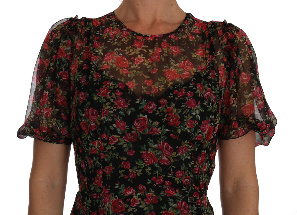 Robe trapèze en soie à fleurs élégantes Dolce &amp; Gabbana
