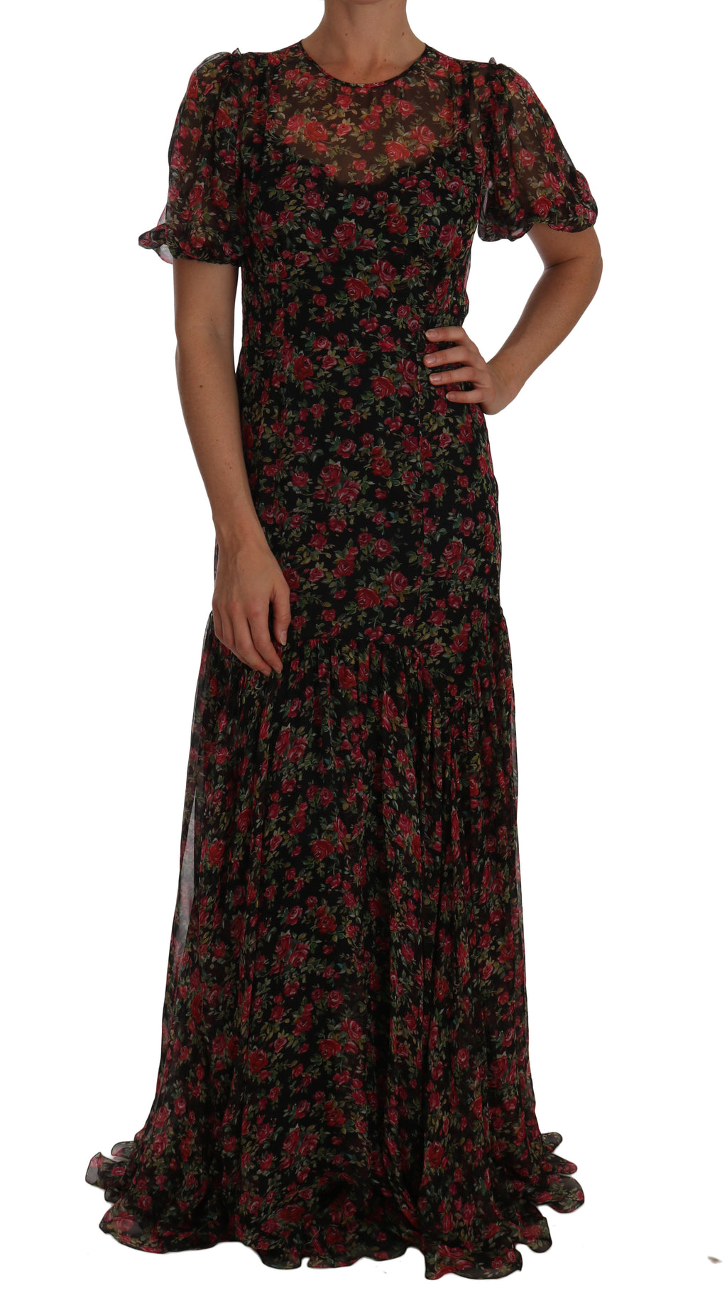 Robe trapèze en soie à fleurs élégantes Dolce &amp; Gabbana