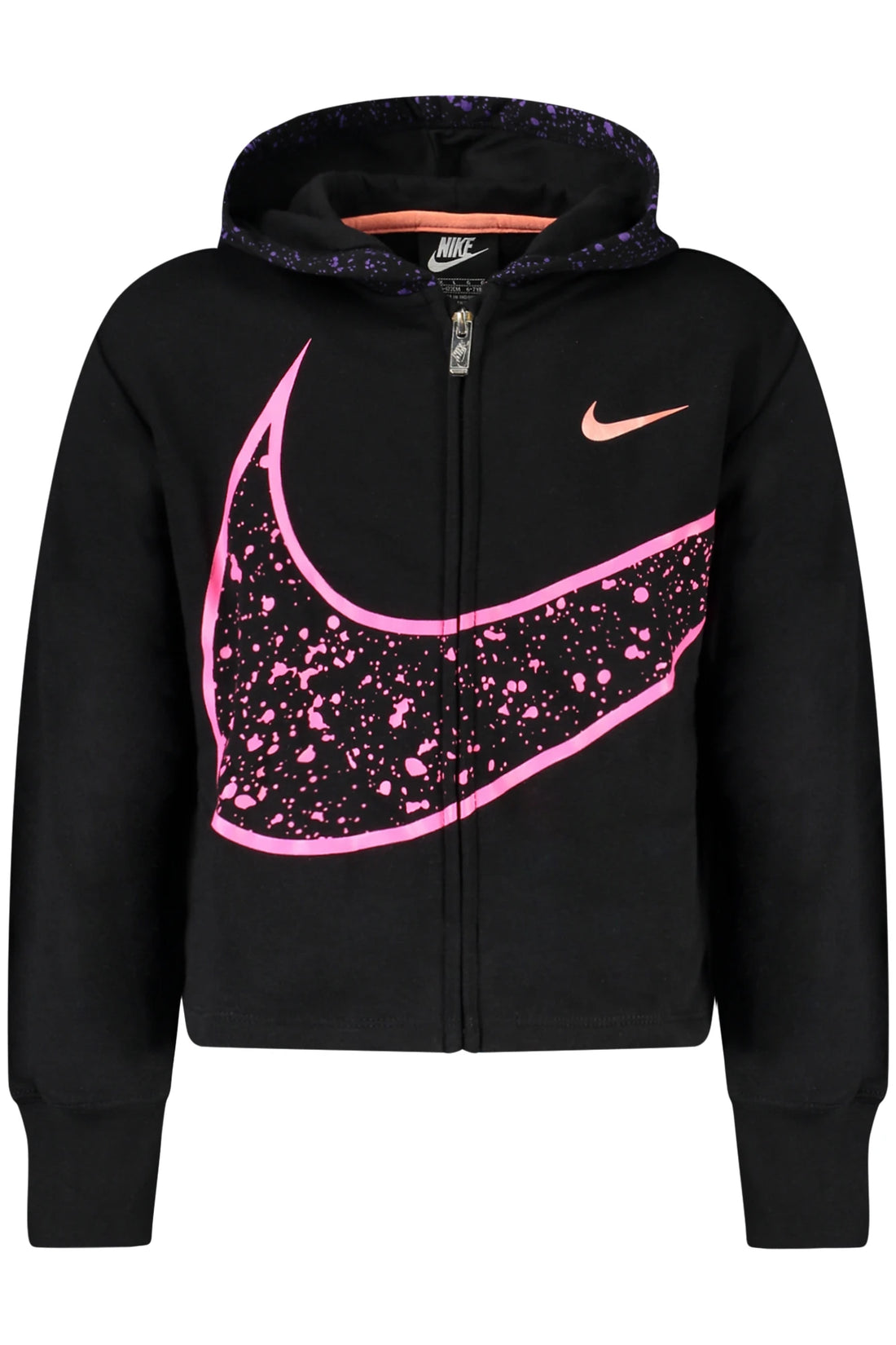 NIKE GIRLS BLACK ZIP-UP SWEATSHIRT