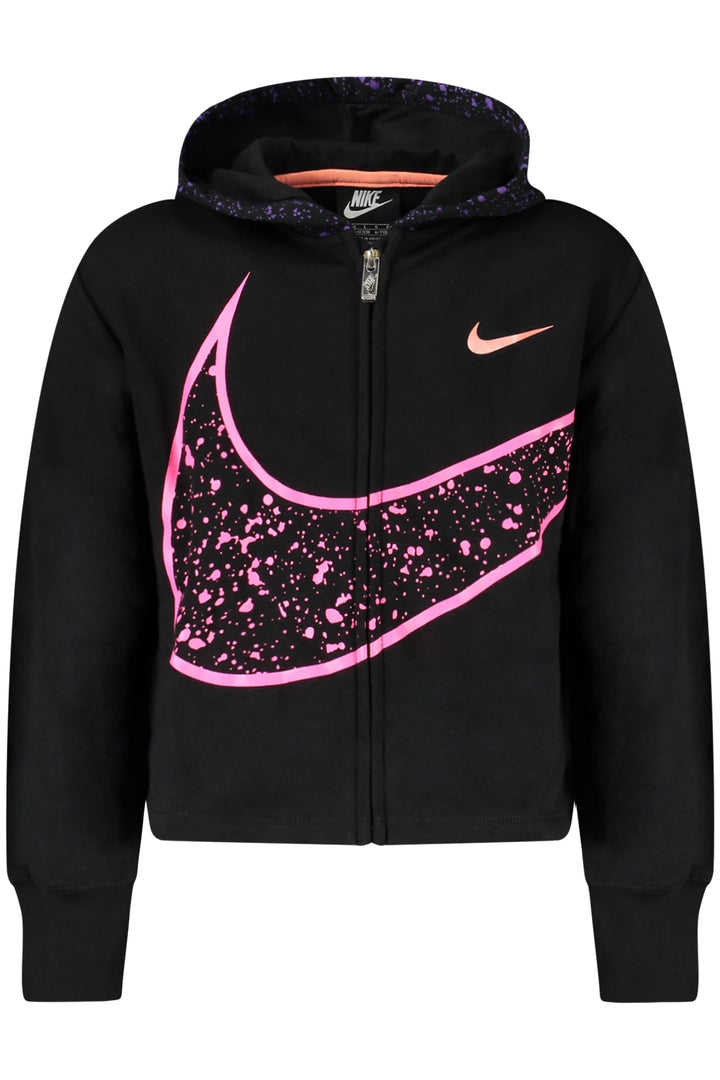 NIKE GIRLS&#39; BLACK ZIP-UP SWEATSHIRT